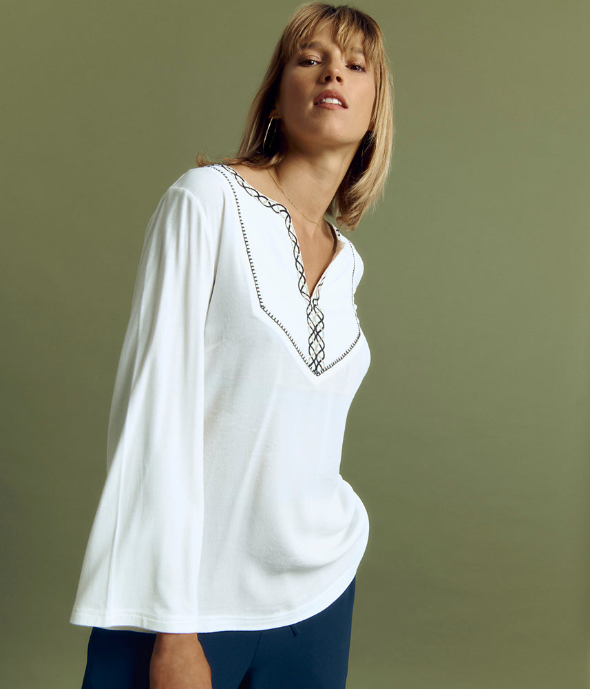 Blouse brodée en crêpe de viscose CHIPIE/85171/003