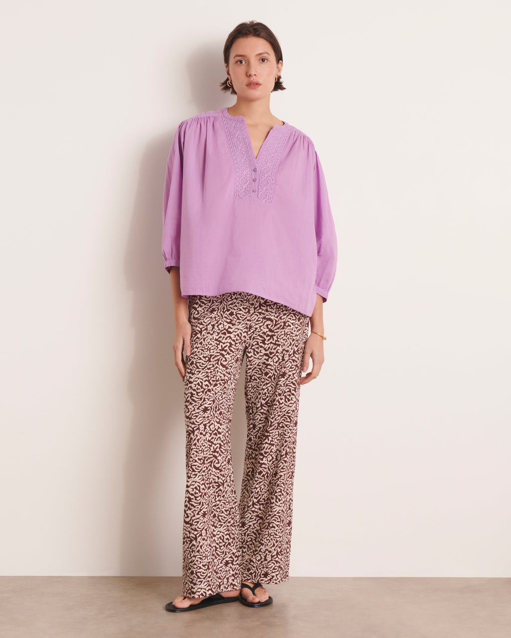 Blouse brodée violet CARREIRA/13079/351