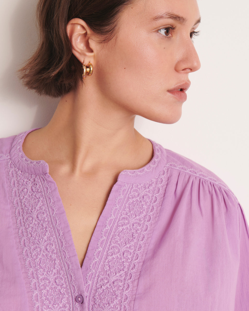 Blouse brodée violet CARREIRA/13079/351