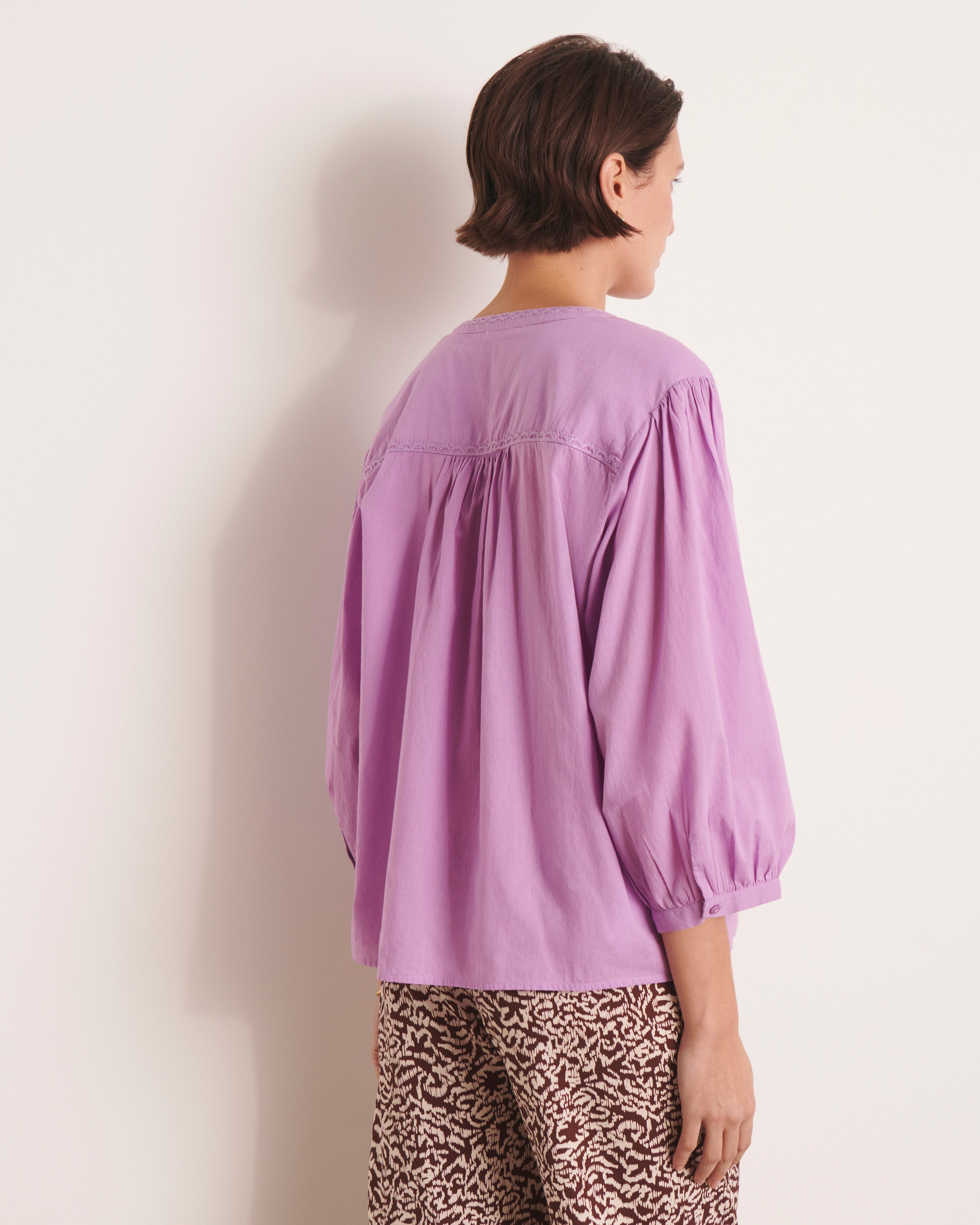 Blouse brodée violet CARREIRA/13079/351