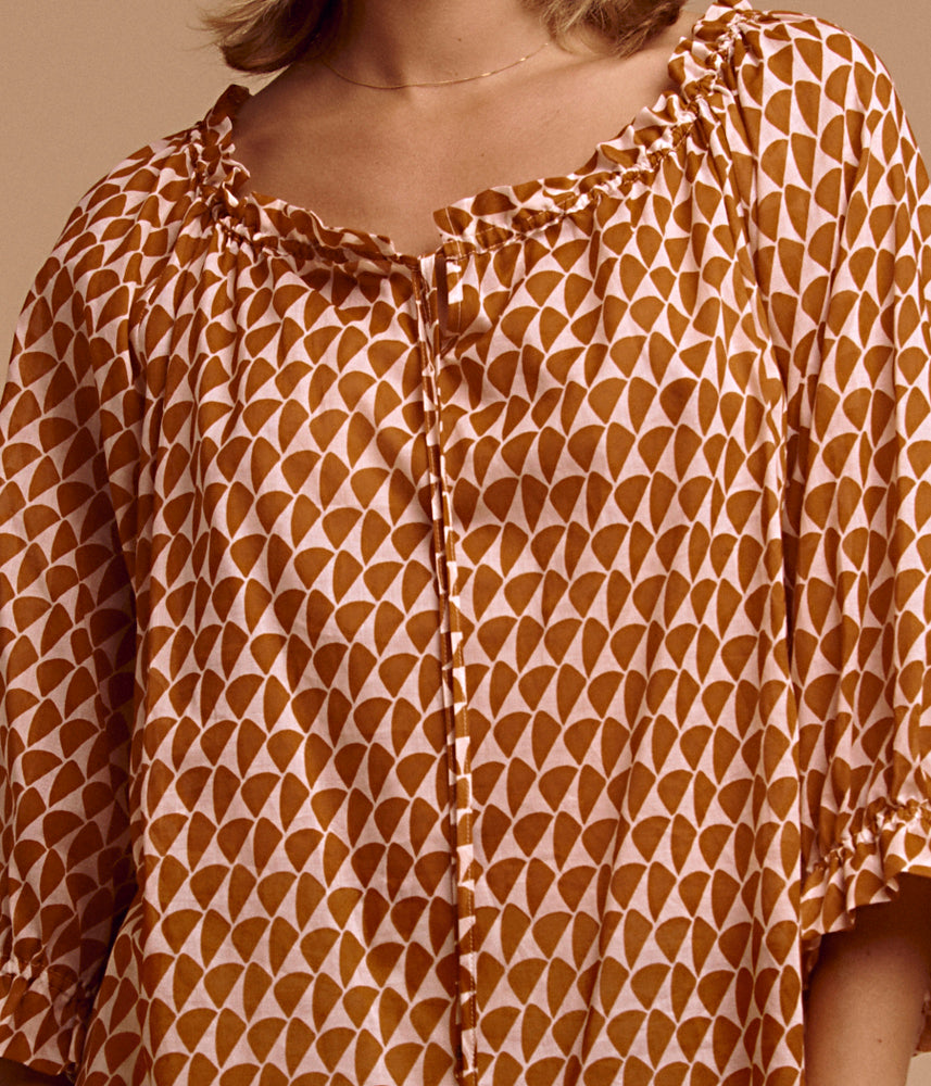 Blouse imprimée en voile de coton CORALIE/85086/580