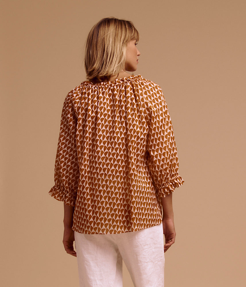 Blouse imprimée en voile de coton CORALIE/85086/580