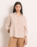 Blouse à rayures beiges CYGNE-RAYE/13182/531